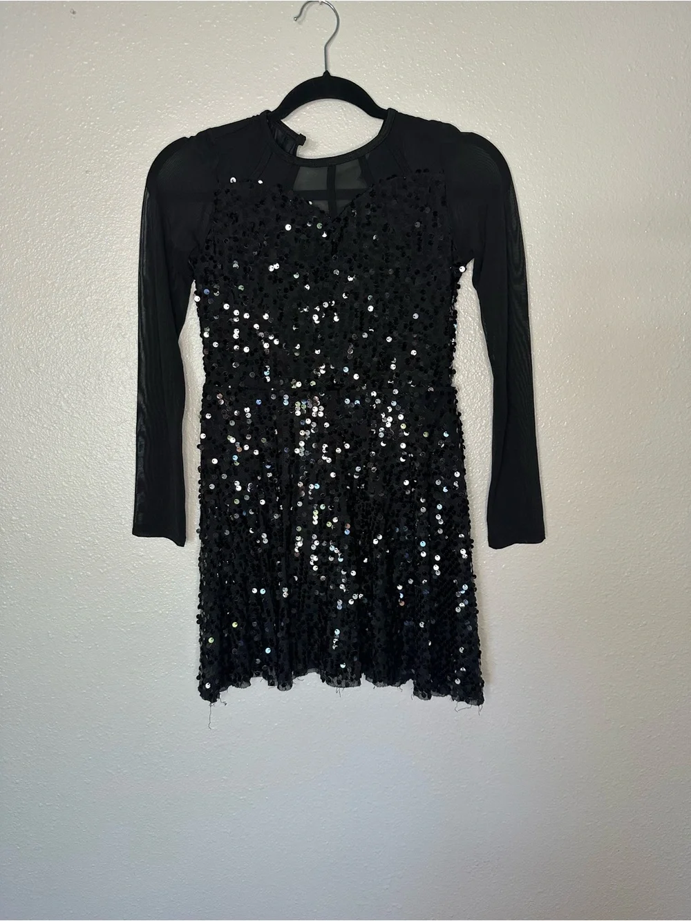 Weissman Black Long-Sleeve Sequin Mini Dress